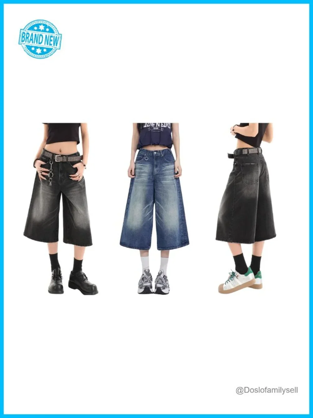 Baggy Jean Shorts Wide Leg Y2k Oversized Denim Shorts Streetwear - Picture 6 of 6